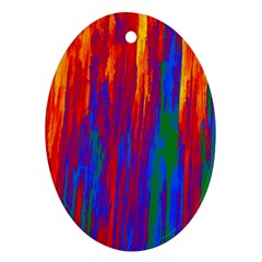 Gay Pride Rainbow Vertical Paint Strokes Oval Ornament (two Sides) by VernenInk