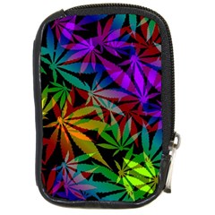 Ganja In Rainbow Colors, Weed Pattern, Marihujana Theme Compact Camera Leather Case by Casemiro