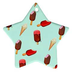 Ice Cream Pattern, Light Blue Background Star Ornament (two Sides) by Casemiro