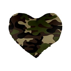 Texture Military Camouflage-repeats Seamless Army Green Hunting Standard 16  Premium Flano Heart Shape Cushions by Vaneshart