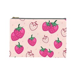 Seamless Strawberry Fruit Pattern Background Cosmetic Bag (large) by Vaneshart