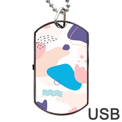 Hand Drawn Abstract Organic Shapes Background Dog Tag Usb Flash (one Side)