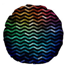 Digital Waves Large 18  Premium Flano Round Cushions by Sparkle