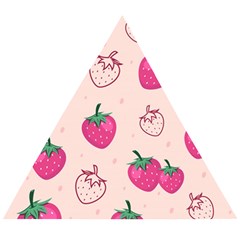 Seamless-strawberry-fruit-pattern-background Wooden Puzzle Triangle by Vaneshart