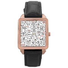 Big-collection-with-hand-drawn-objects-valentines-day Rose Gold Leather Watch  by Vaneshart