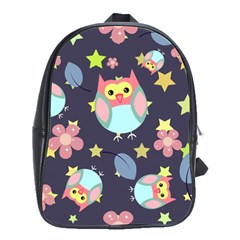Owl Stars Pattern Background School Bag (large) by Vaneshart