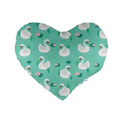 Elegant-swan-seamless-pattern Standard 16  Premium Flano Heart Shape Cushions by Vaneshart