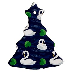 Swan Pattern Elegant Design Christmas Tree Ornament (two Sides) by Vaneshart
