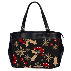 Christmas Pattern With Snowflakes Berries Oversize Office Handbag (2 Sides) by Vaneshart