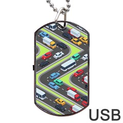 Urban-cars-seamless-texture-isometric-roads-car-traffic-seamless-pattern-with-transport-city-vector- Dog Tag Usb Flash (two Sides)