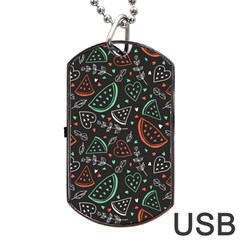 Seamless-vector-pattern-with-watermelons-mint -- Dog Tag Usb Flash (two Sides)