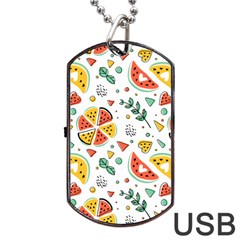 Seamless-hipster-pattern-with-watermelons-mint-geometric-figures Dog Tag Usb Flash (one Side)