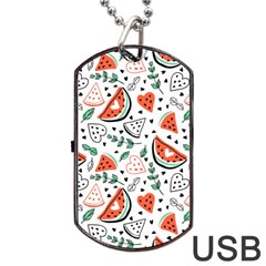 Seamless-vector-pattern-with-watermelons-mint Dog Tag Usb Flash (one Side)