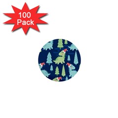 Cute-dinosaurs-animal-seamless-pattern-doodle-dino-winter-theme 1  Mini Buttons (100 Pack)  by Vaneshart