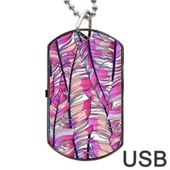 Beautiful-boho-seamless-pattern-with-pink-feathers Dog Tag Usb Flash (two Sides)