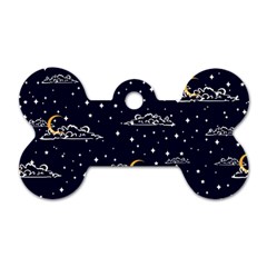 Hand Drawn Scratch Style Night Sky With Moon Cloud Space Among Stars Seamless Pattern Vector Design  Dog Tag Bone (one Side) by BangZart