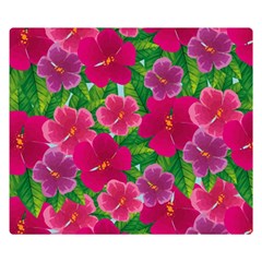 Background Cute Flowers Fuchsia With Leaves Double Sided Flano Blanket (small)  by BangZart
