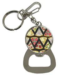 Vector Seamless Pattern With Italian Pizza Top View Bottle Opener Key Chain