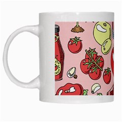 Tomato Seamless Pattern Juicy Tomatoes Food Sauce Ketchup Soup Paste With Fresh Red Vegetables White Mugs by BangZart