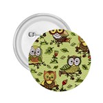 Seamless pattern with flowers owls 2.25  Buttons