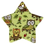 Seamless pattern with flowers owls Ornament (Star)