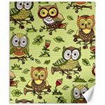 Seamless pattern with flowers owls Canvas 8  x 10 