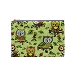 Seamless pattern with flowers owls Cosmetic Bag (Medium)