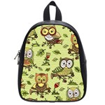Seamless pattern with flowers owls School Bag (Small)