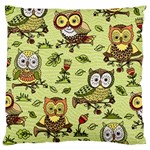 Seamless pattern with flowers owls Large Flano Cushion Case (Two Sides)