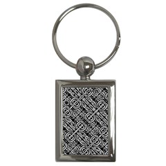 Linear Black And White Ethnic Print Key Chain (rectangle) by dflcprintsclothing