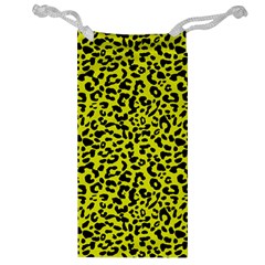 Leopard Spots Pattern, Yellow And Black Animal Fur Print, Wild Cat Theme Jewelry Bag by Casemiro