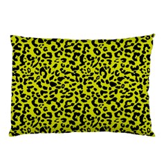 Leopard Spots Pattern, Yellow And Black Animal Fur Print, Wild Cat Theme Pillow Case (two Sides) by Casemiro