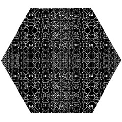 Black And White Ethnic Ornate Pattern Wooden Puzzle Hexagon by dflcprintsclothing