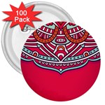 Red Mandala 3  Buttons (100 pack) 