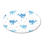 Seamless pattern with cute sharks hearts Oval Magnet
