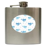 Seamless pattern with cute sharks hearts Hip Flask (6 oz)