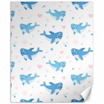Seamless pattern with cute sharks hearts Canvas 16  x 20 
