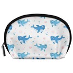 Seamless pattern with cute sharks hearts Accessory Pouch (Large)