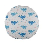 Seamless pattern with cute sharks hearts Standard 15  Premium Flano Round Cushions Front