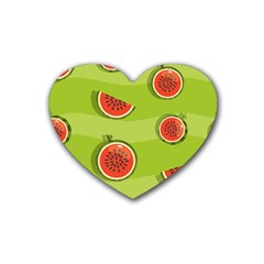 Seamless Background With Watermelon Slices Heart Coaster (4 Pack)  by BangZart