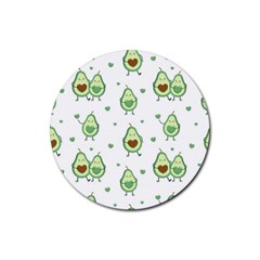 Cute Seamless Pattern With Avocado Lovers Rubber Coaster (round)  by BangZart