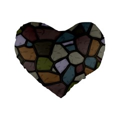 Cartoon Colored Stone Seamless Background Texture Pattern   Standard 16  Premium Flano Heart Shape Cushions by BangZart