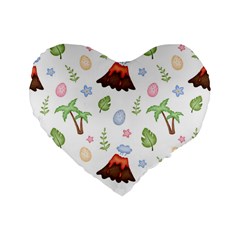 Cute Palm Volcano Seamless Pattern Standard 16  Premium Flano Heart Shape Cushions by BangZart