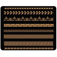 Set Antique Greek Borders Seamless Ornaments Golden Color Black Background Flat Style Greece Concept Double Sided Fleece Blanket (medium)  by BangZart