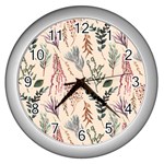 Watercolor floral seamless pattern Wall Clock (Silver)