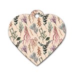 Watercolor floral seamless pattern Dog Tag Heart (One Side)