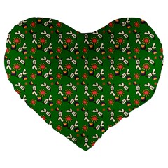 Clown Ghost Pattern Green Large 19  Premium Flano Heart Shape Cushions by snowwhitegirl