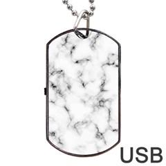 White Faux Marble Texture  Dog Tag Usb Flash (two Sides) by Dushan