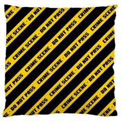 Warning Colors Yellow And Black - Police No Entrance 2 Large Cushion Case (two Sides) by DinzDas