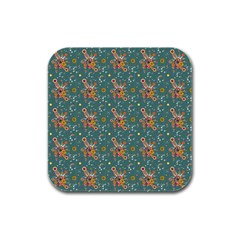 006 - Funky Oldschool 70s Wallpaper - Exploding Circles Rubber Square Coaster (4 Pack)  by DinzDas